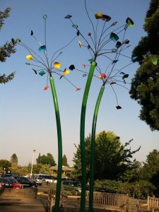 This kinetic steel sculpture, "Aspens" by Reven Marie Swanson will be at home on the corner of 5th and A Avenue for the next two years as part of Lake Oswego's Gallery Without Walls. 